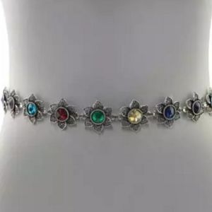 Bohemian Rhinestone Flower Belly Chain